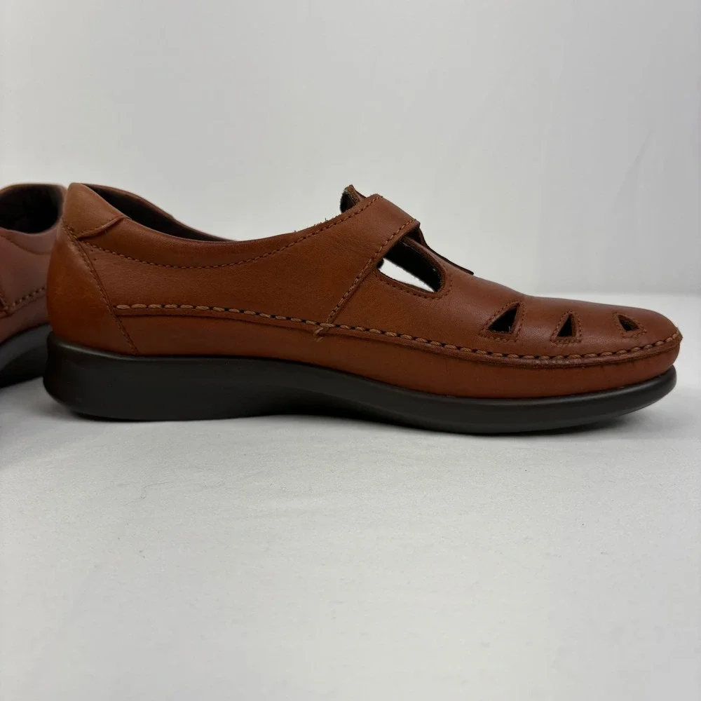 SAS Roamer Women's Cognac Brown Leather Mary Jane Comfort Walking‎ Shoes 7.5 N